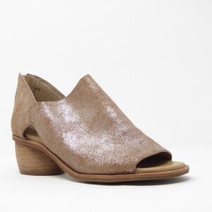 Sofft Womens Carleigh Peep Toe Block Heel Booties Metallic Suede Size 8.5M